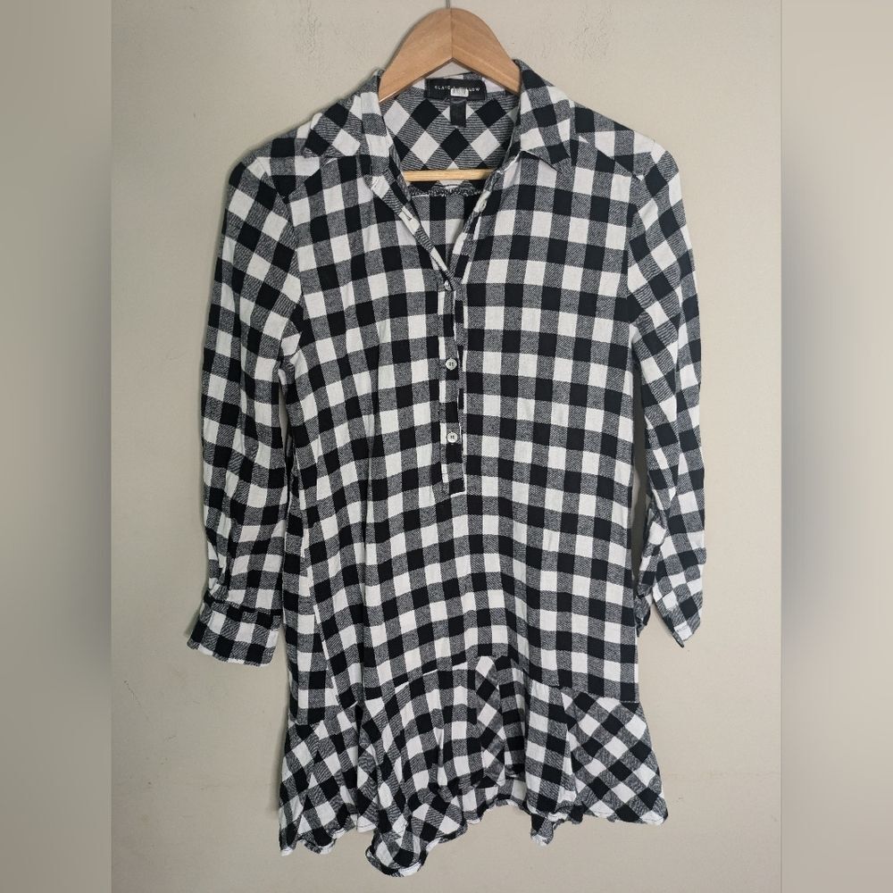 Slate And Willow Black White Buffalo Plaid Check Mini Dress Size S